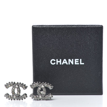 Chanel Crystal CC Earrings Ruthenium Dark Grey 5 of 5