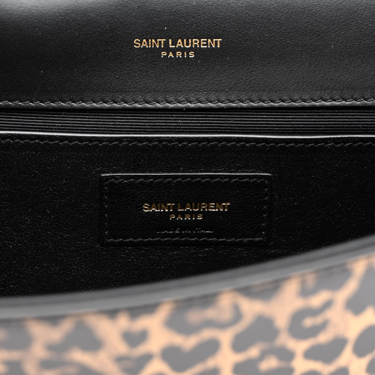 Saint Laurent Calfskin Heart Leopard Printed Classic Monogram Kate Tassel Clutch Naturale 6 of 10