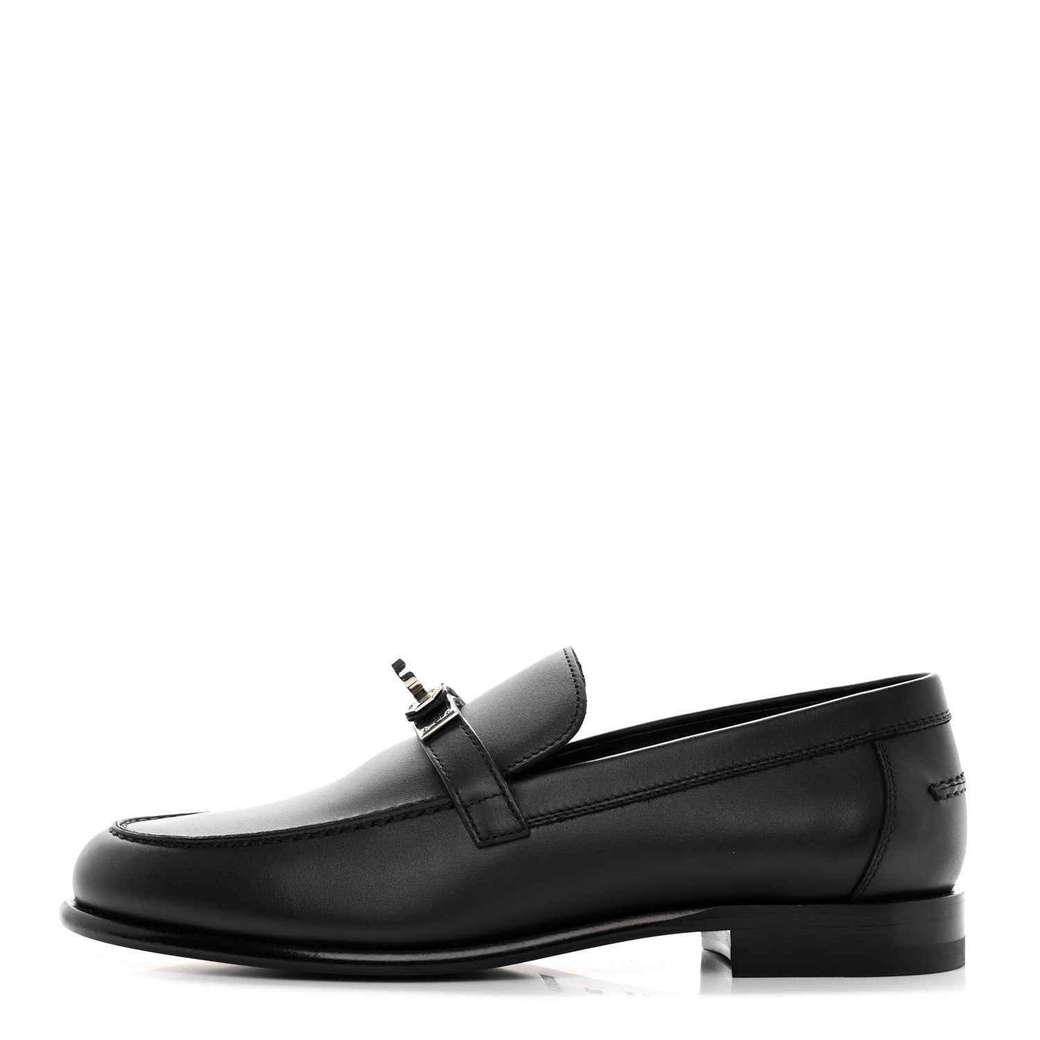 Hermes Calfskin Womens Destin Loafers 37 Black 1 of 12