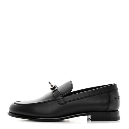 Hermes Calfskin Womens Destin Loafers 37 Black 1 of 12