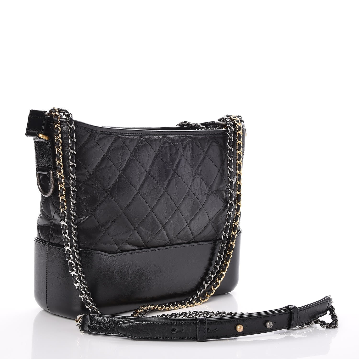 Chanel Aged Calfskin Quilted Medium Gabrielle Hobo Black 3 of 7
