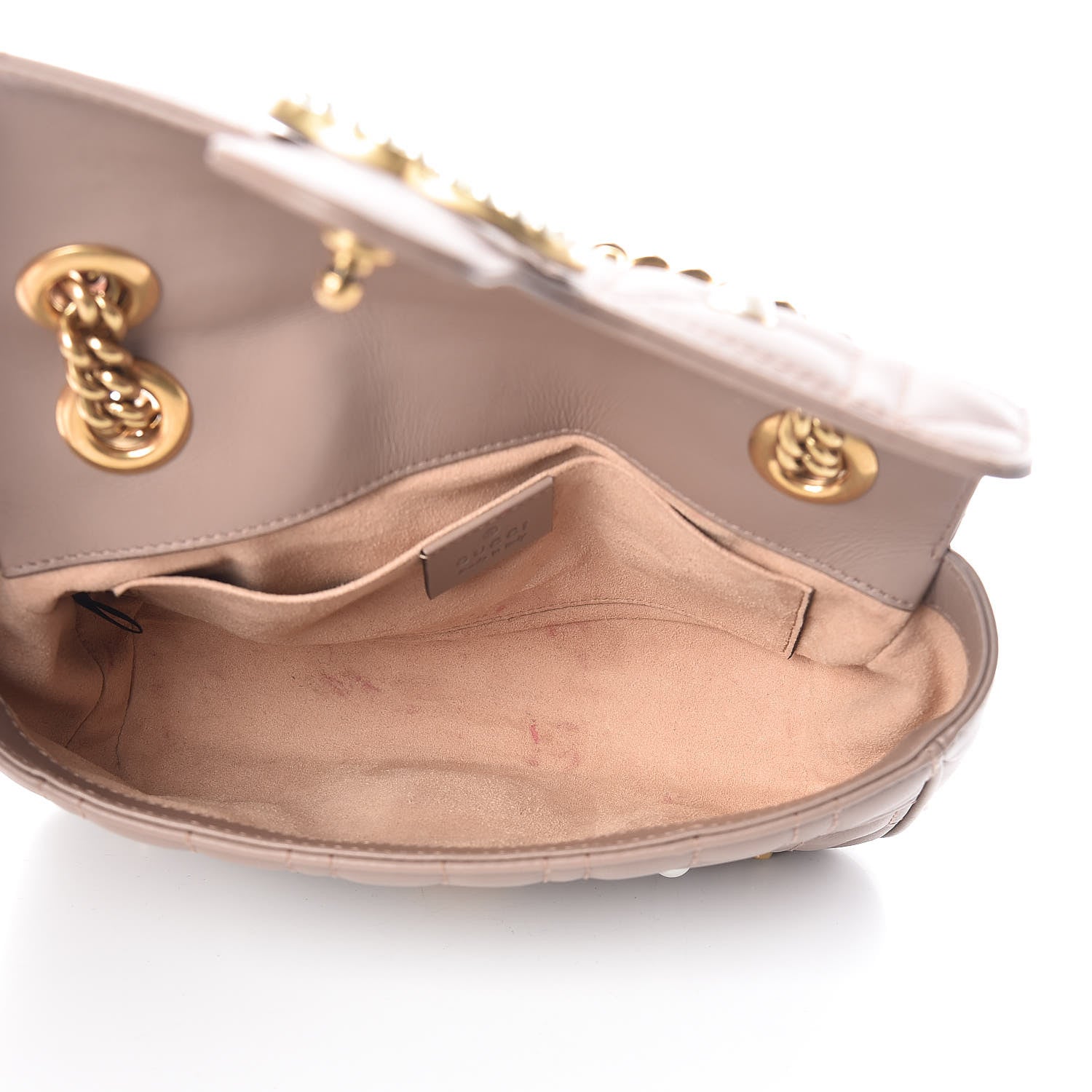 Gucci Calfskin Matelasse Studded Mini Pearly GG Marmont Shoulder Bag Porcelain Rose 5 of 13