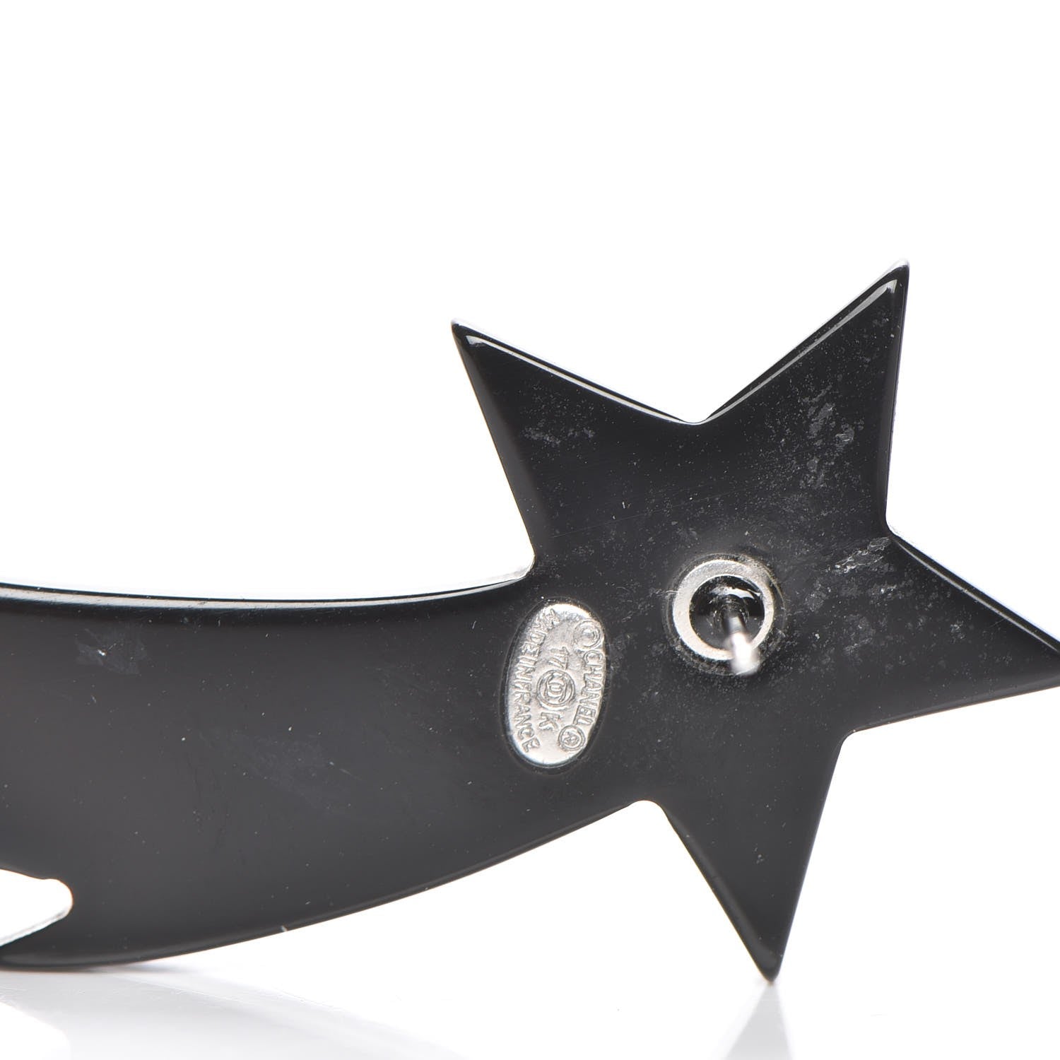 Chanel Resin Crystal CC Shooting Star Earrings Silver Purple 4 of 6