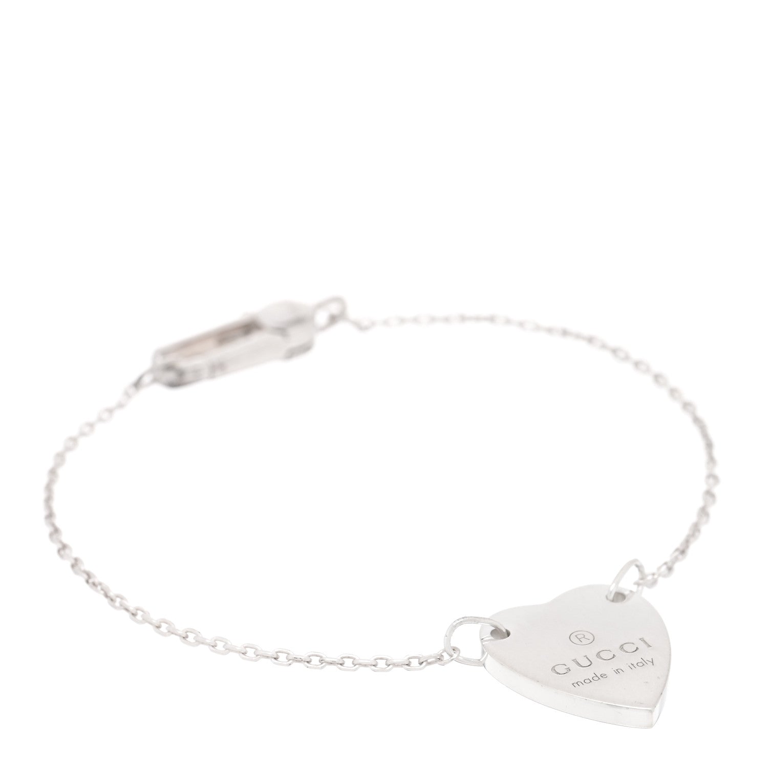 Gucci Sterling Silver Trademark Heart Bracelet 1 of 3