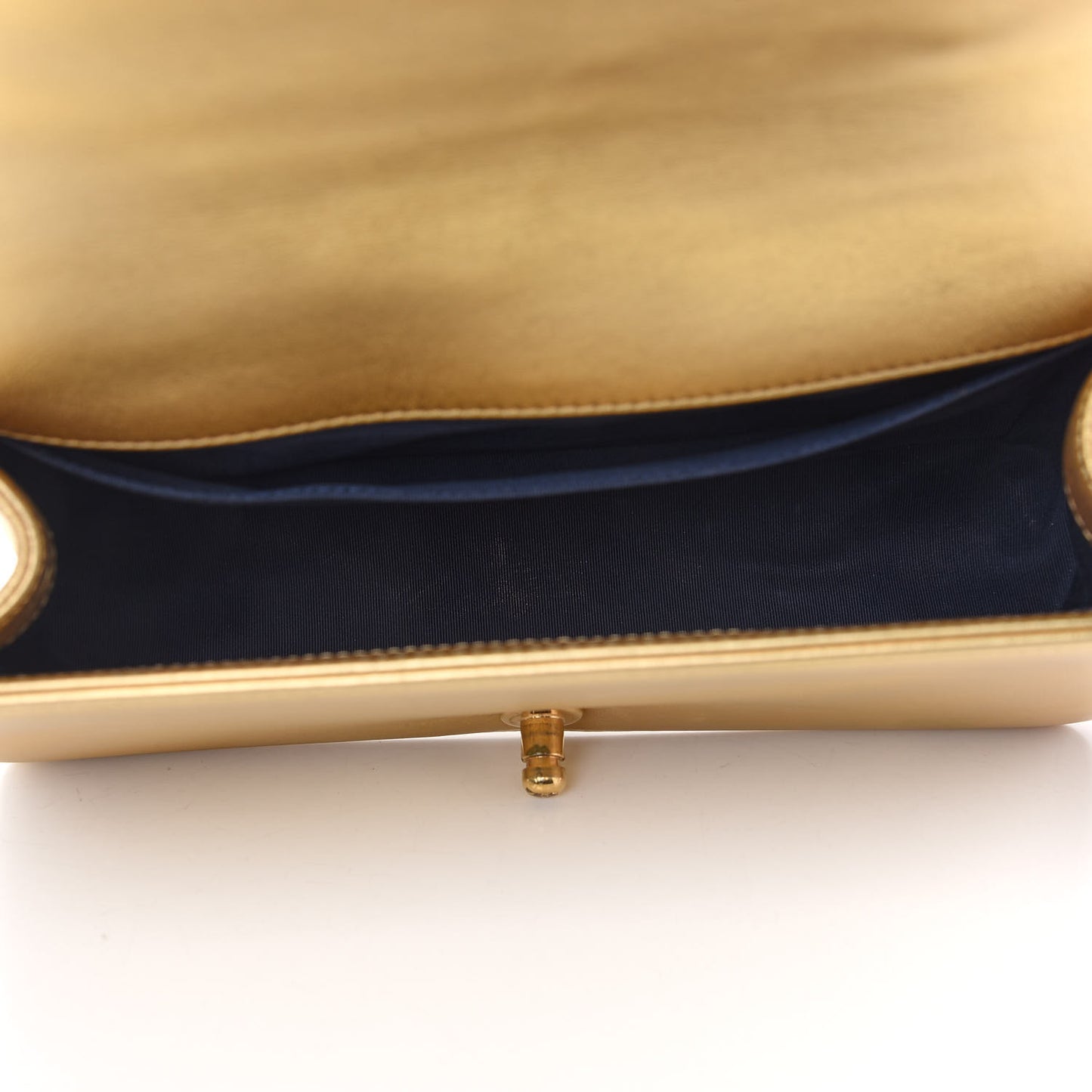Metallic Lambskin Embossed Medium Cube Boy Flap Gold