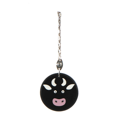 Hermes Box Bull Key Chain Bag Charm Black 1 of 7