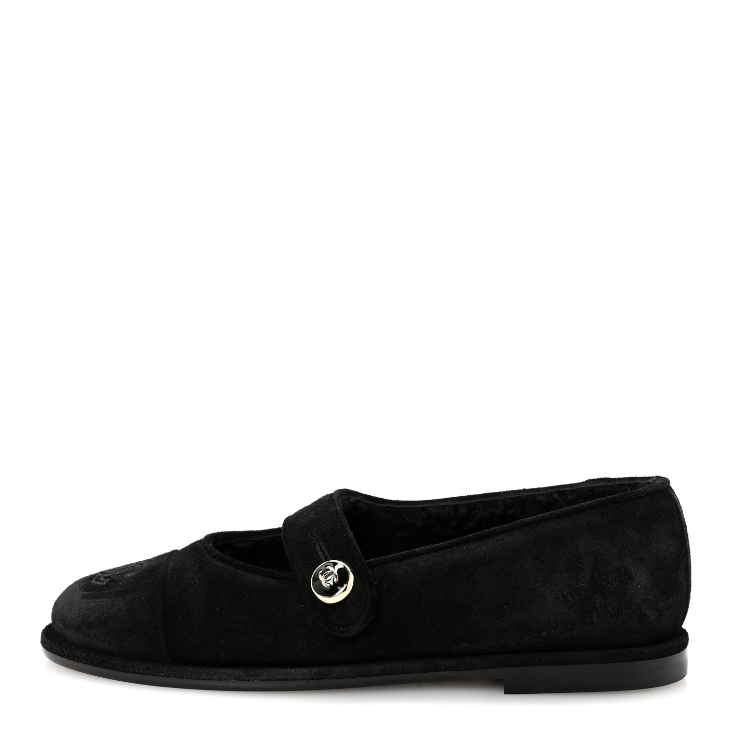Chanel Suede Cap Toe CC Mary Jane Flats 37 Black 1 of 10