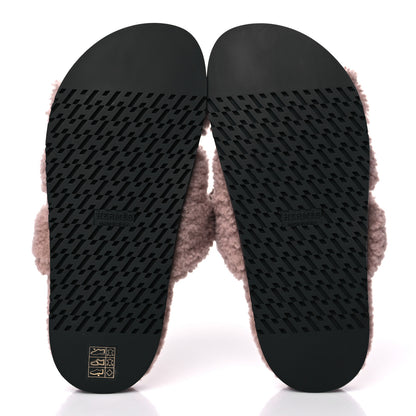 Hermes Woolskin Womens Chypre Sandals 37.5 Bois De Santal 5 of 8