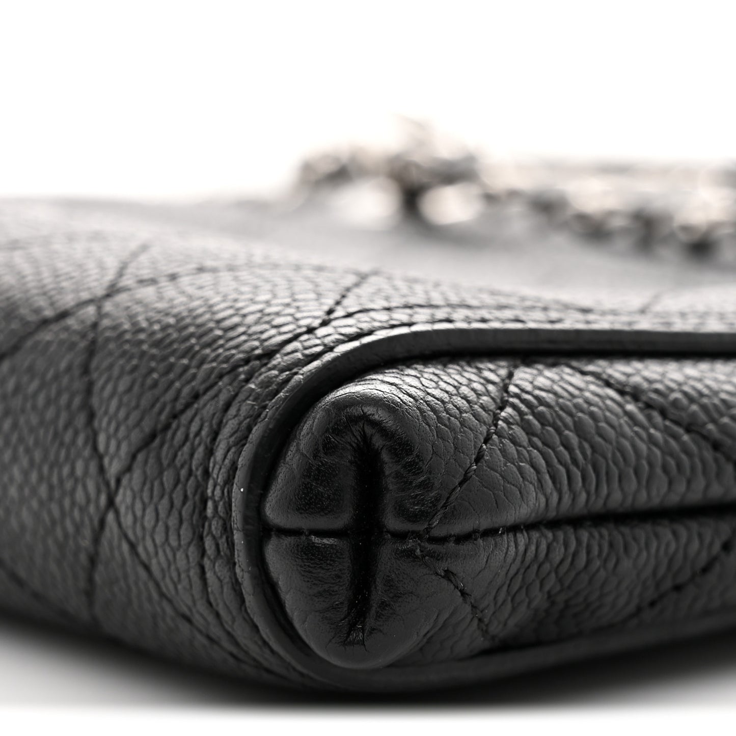 Caviar Stitched Small CC Pocket Shoulder Black