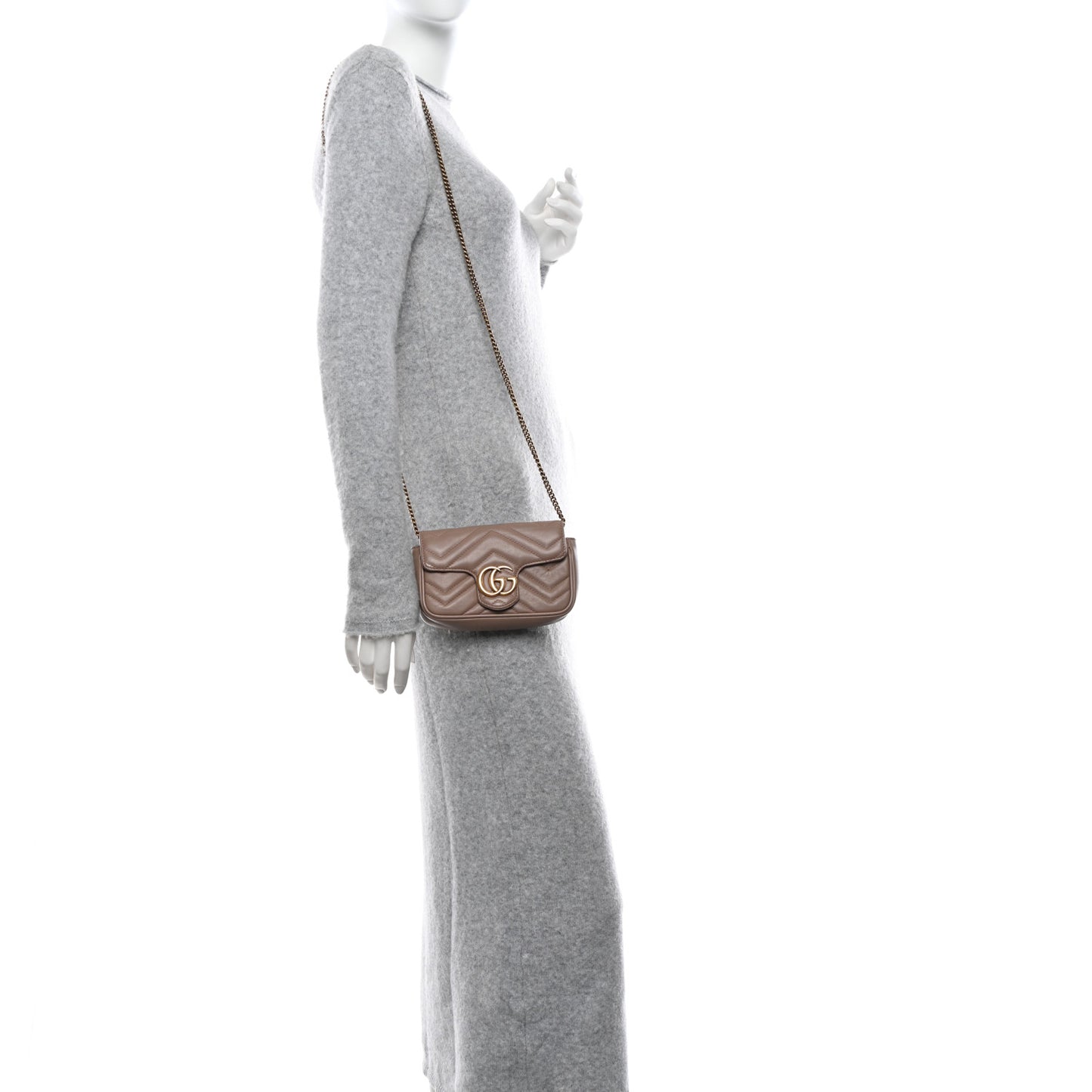 Calfskin Matelasse Super Mini GG Marmont Shoulder Bag Porcelain Rose