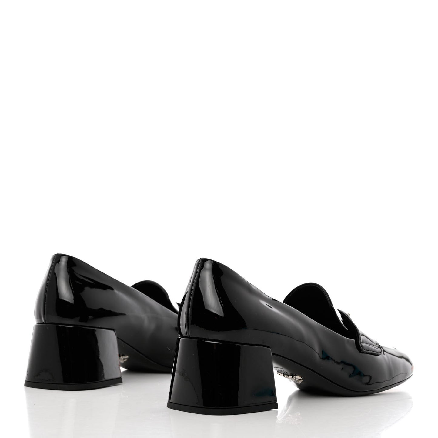Vernice Metal Triangle Logo 45mm Loafer Pumps 39.5 Black