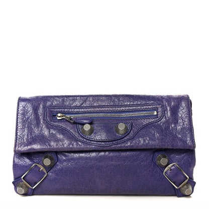 Balenciaga Agneau Giant 21 Rose Gold Hardware Envelope Clutch Bleu Lavande 1 of 11