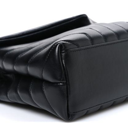 Saint Laurent Calfskin Y Quilted Monogram Small Loulou Chain Satchel Black 9 of 10