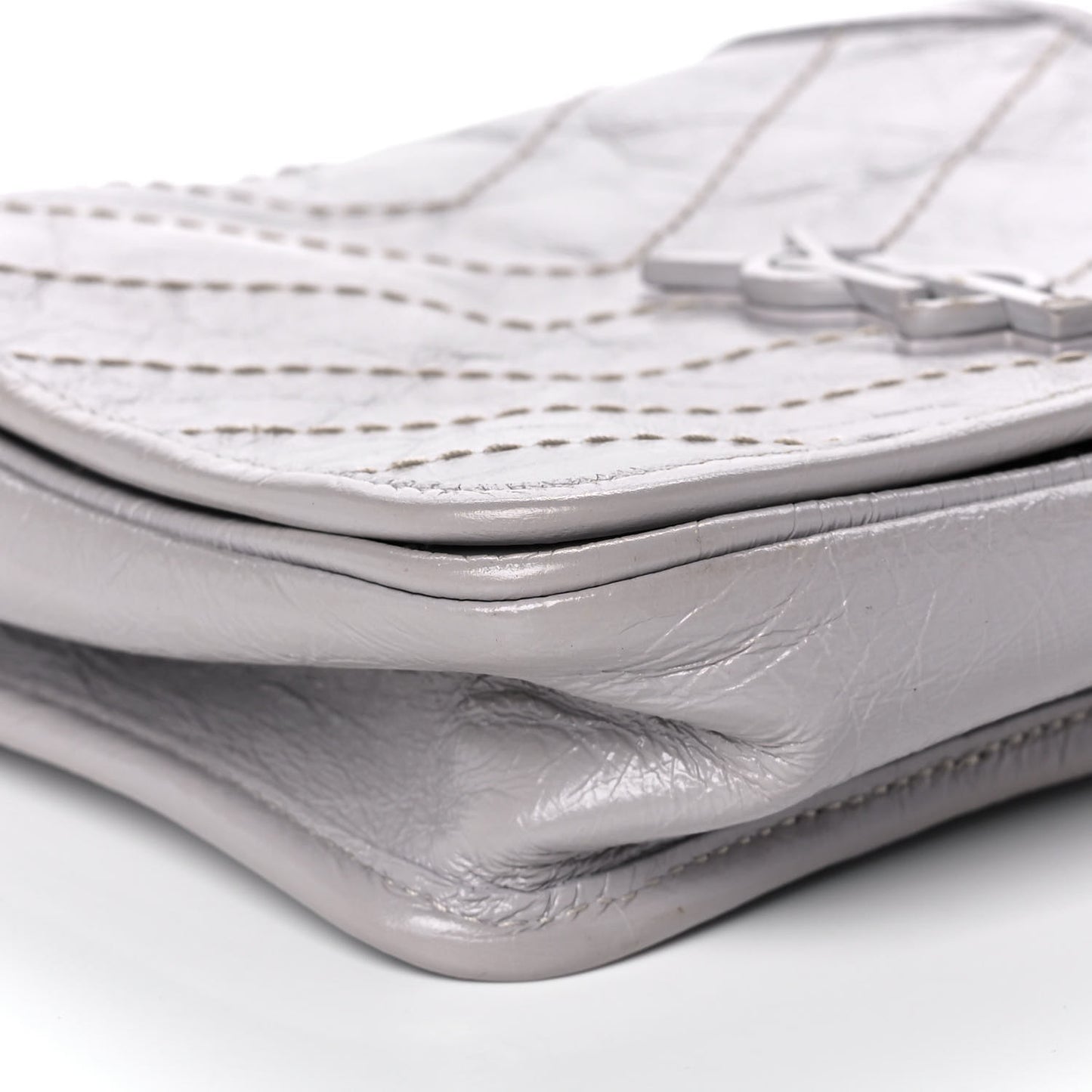 Crinkled Calfskin Matelasse Monogram Niki Chain Wallet Granite