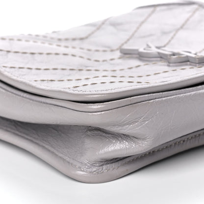 Saint Laurent Crinkled Calfskin Matelasse Monogram Niki Chain Wallet Granite 8 of 12