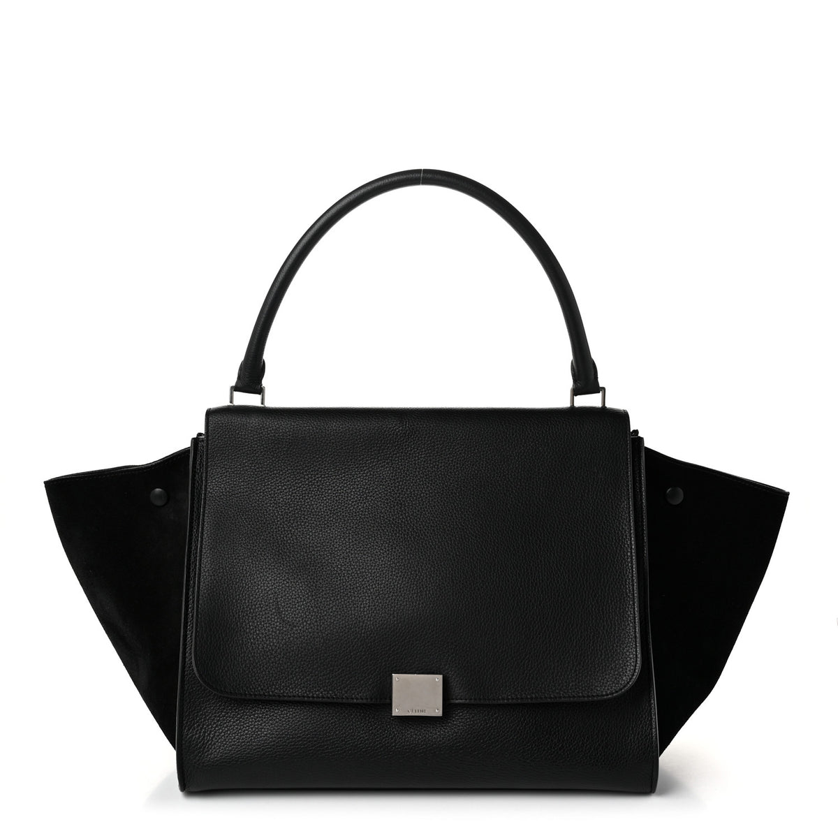 Drummed Calfskin Suede Large Trapeze Black