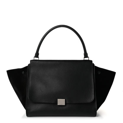 Celine Drummed Calfskin Suede Large Trapeze Black 1 of 9