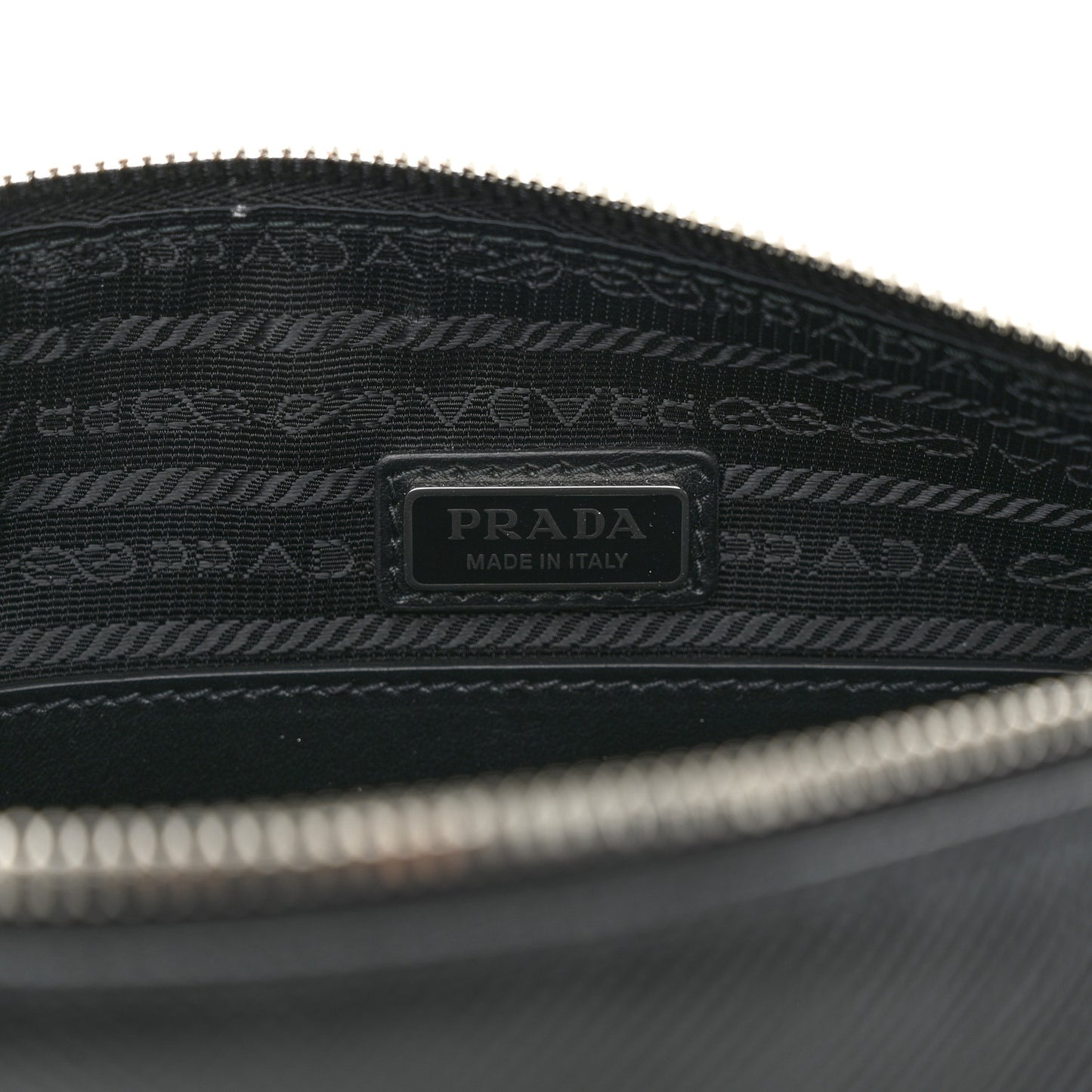 Saffiano Cuir Triangle Logo Embossed Triangle Shoulder Bag Black