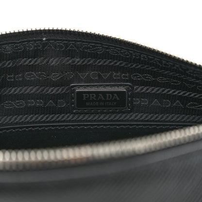 Prada Saffiano Cuir Triangle Logo Embossed Triangle Shoulder Bag Black 6 of 10