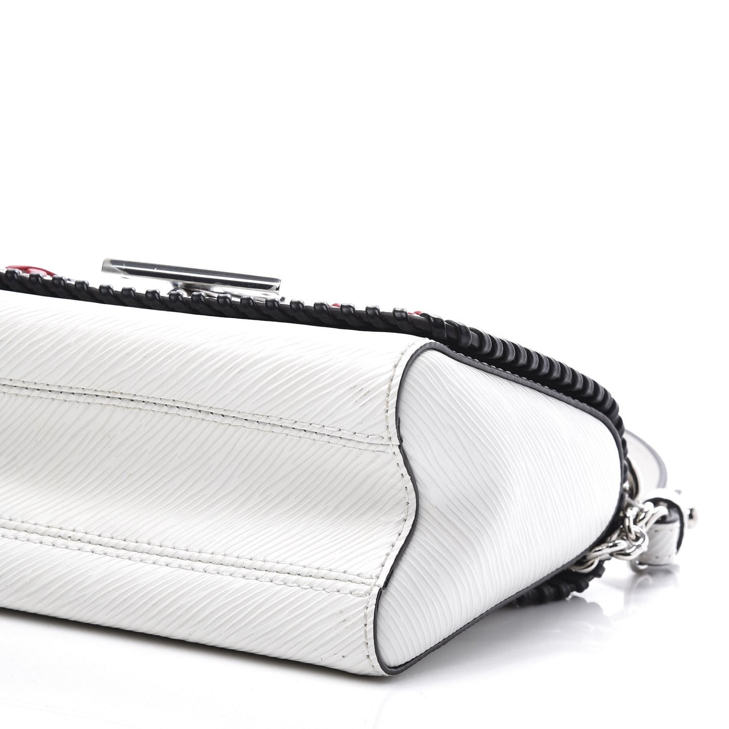 Epi Embroidered Twist Shoulder Bag PM White