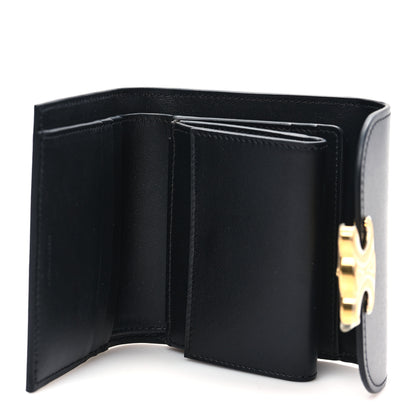 Celine Shiny Smooth Lambskin Small Triomphe Wallet Black 5 of 7