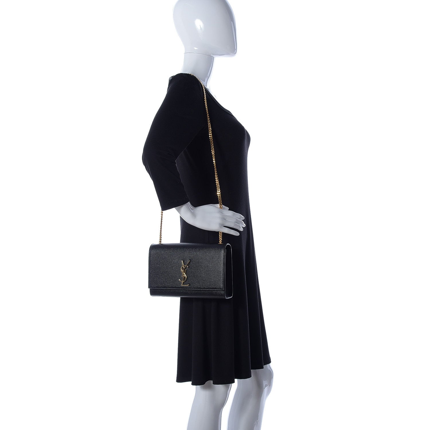 Saint Laurent Grain De Poudre Medium Classic Monogram Kate Satchel Black 2 of 9
