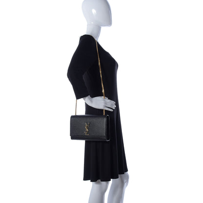 Saint Laurent Grain De Poudre Medium Classic Monogram Kate Satchel Black 2 of 9