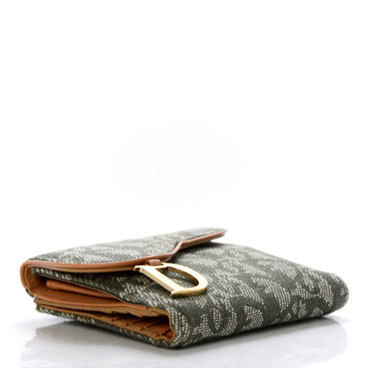 Christian Dior Monogram Compact Saddle Wallet Green 4 of 7