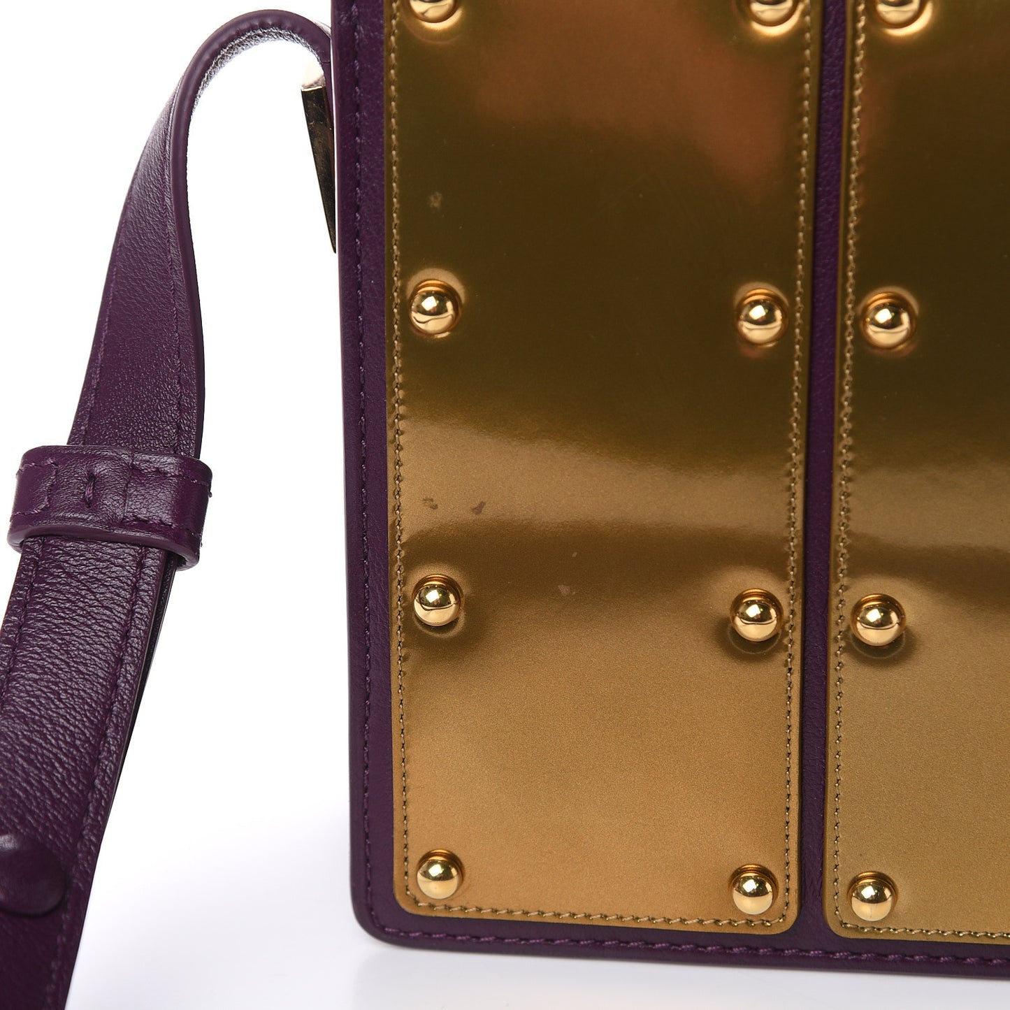 Calfskin Mini Iron Shield Madame Crossbody Prune Antique Gold