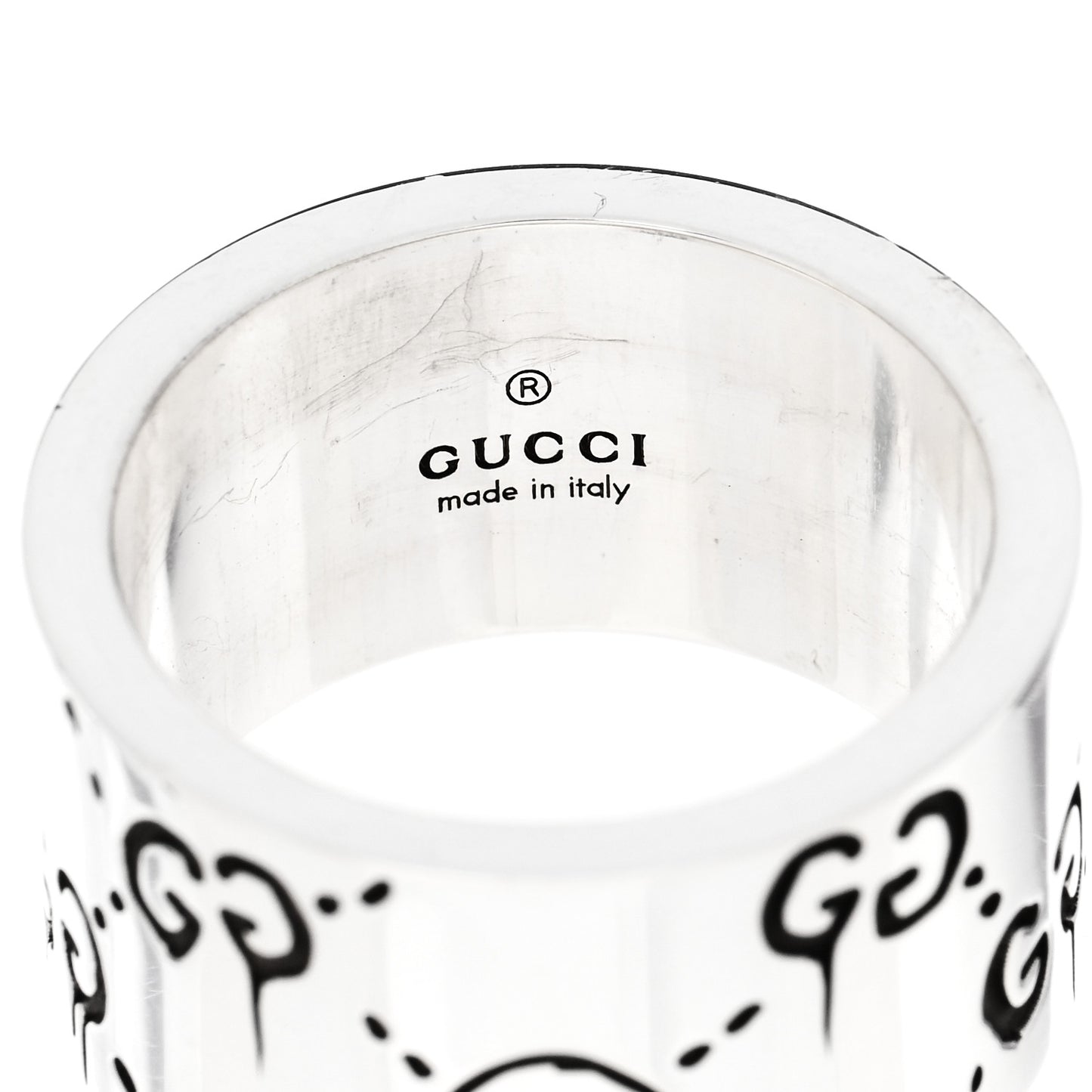 Sterling Silver GucciGhost Hamlet Skull Band Ring 54 7