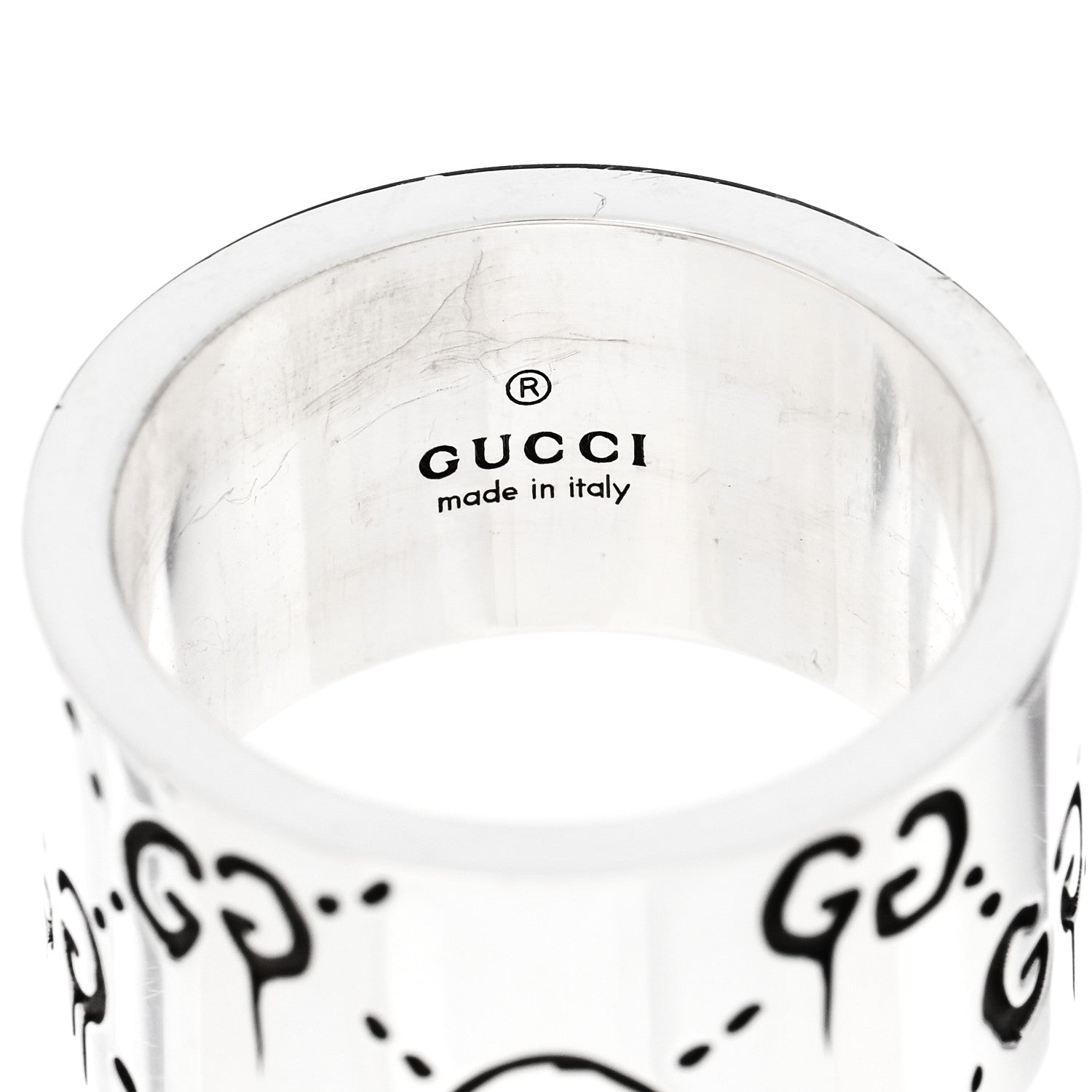 Gucci Sterling Silver GucciGhost Hamlet Skull Band Ring 54 7 4 of 7