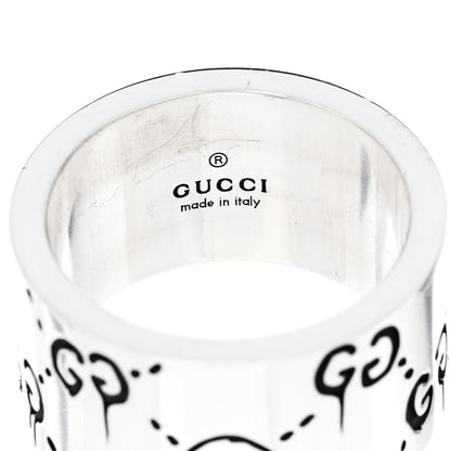 Gucci Sterling Silver GucciGhost Hamlet Skull Band Ring 54 7 4 of 7