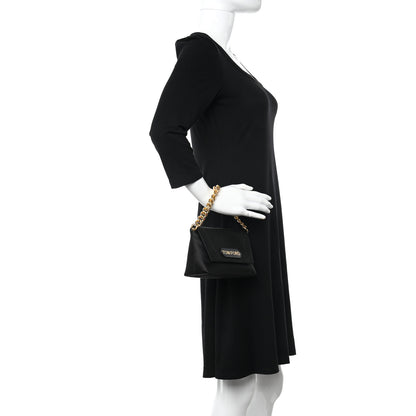 Tom Ford Satin Mini Label Chain Shoulder Bag Black 2 of 11