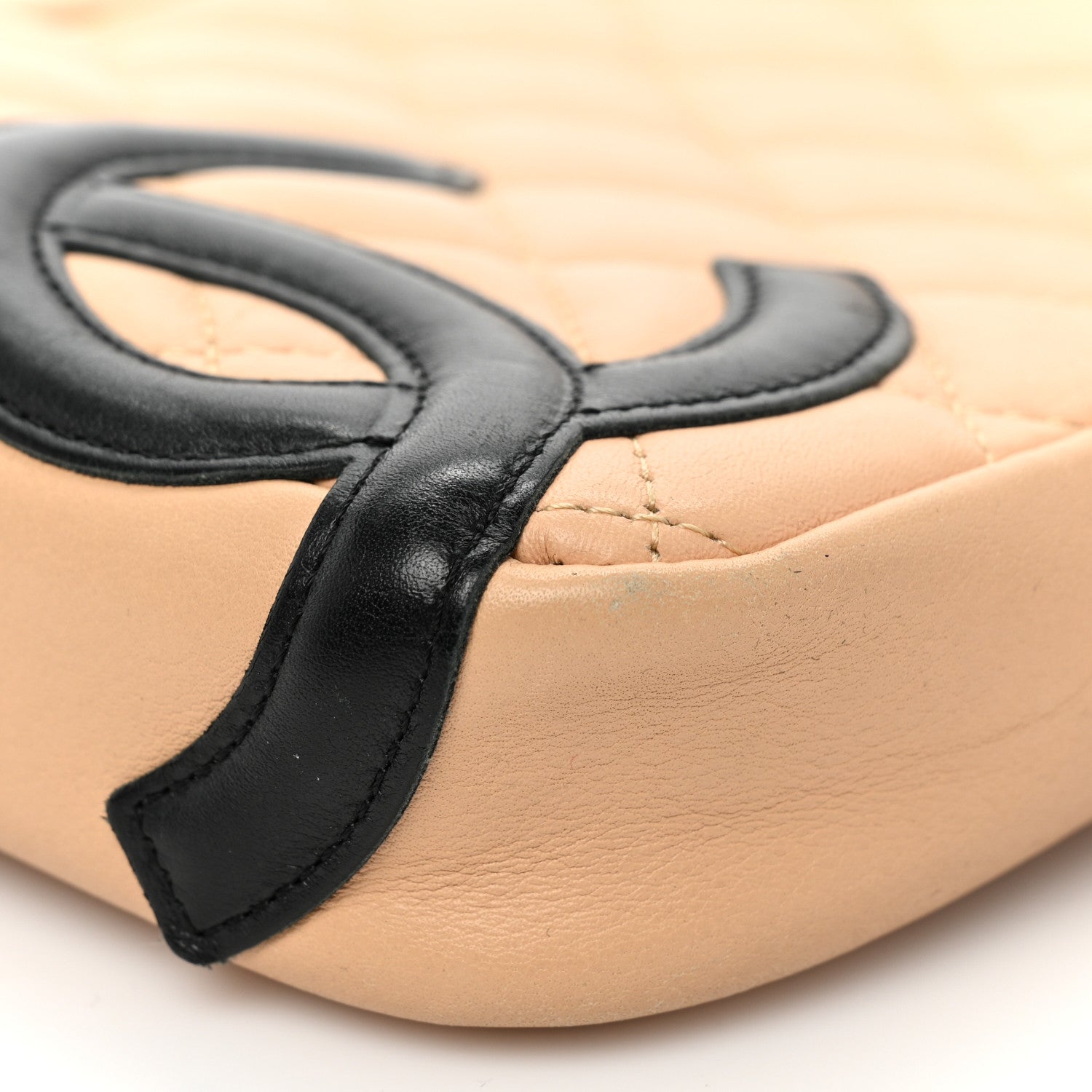 Chanel Calfskin Quilted Cambon Pochette Beige Black 7 of 8