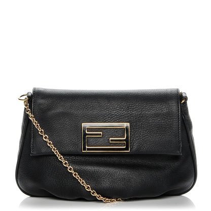 Fendi Vitello Flamingo Enamel Fendista Pouchette Crossbody Black 1 of 6