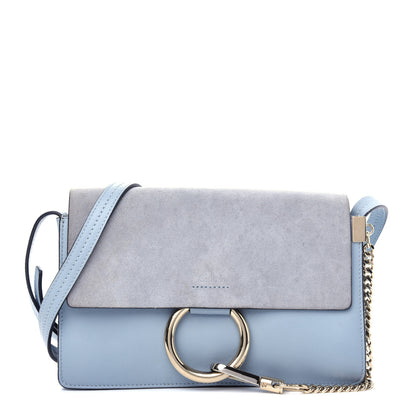 Chloe Suede Calfskin Small Faye Shoulder Bag Cloudy Blue 1 of 10