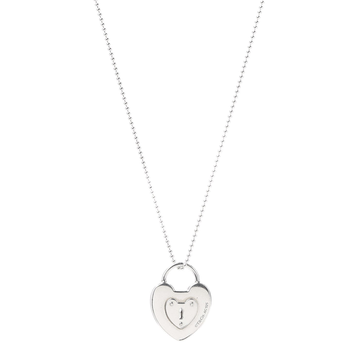 Tiffany Sterling Silver Heart Lock Pendant Necklace 1 of 5