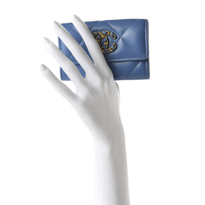 Chanel Lambskin Quilted Chanel 19 Flap Card Holder Light Blue 2 of 12