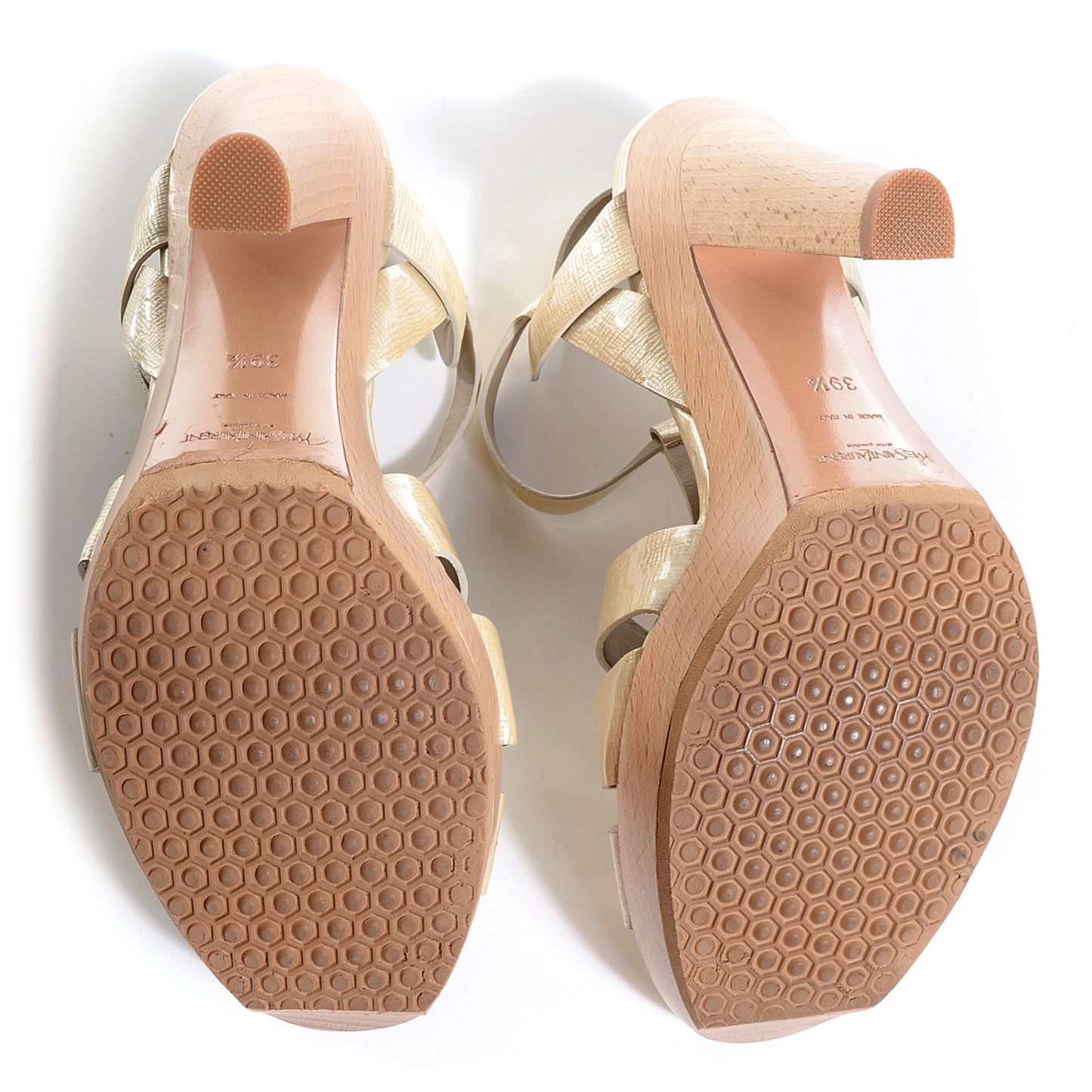 Patent Wood Tribute 105 Platform Sandals 39.5 Beige