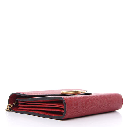Gucci Calfskin GG Marmont Chain Wallet Vulcanic Red 4 of 9