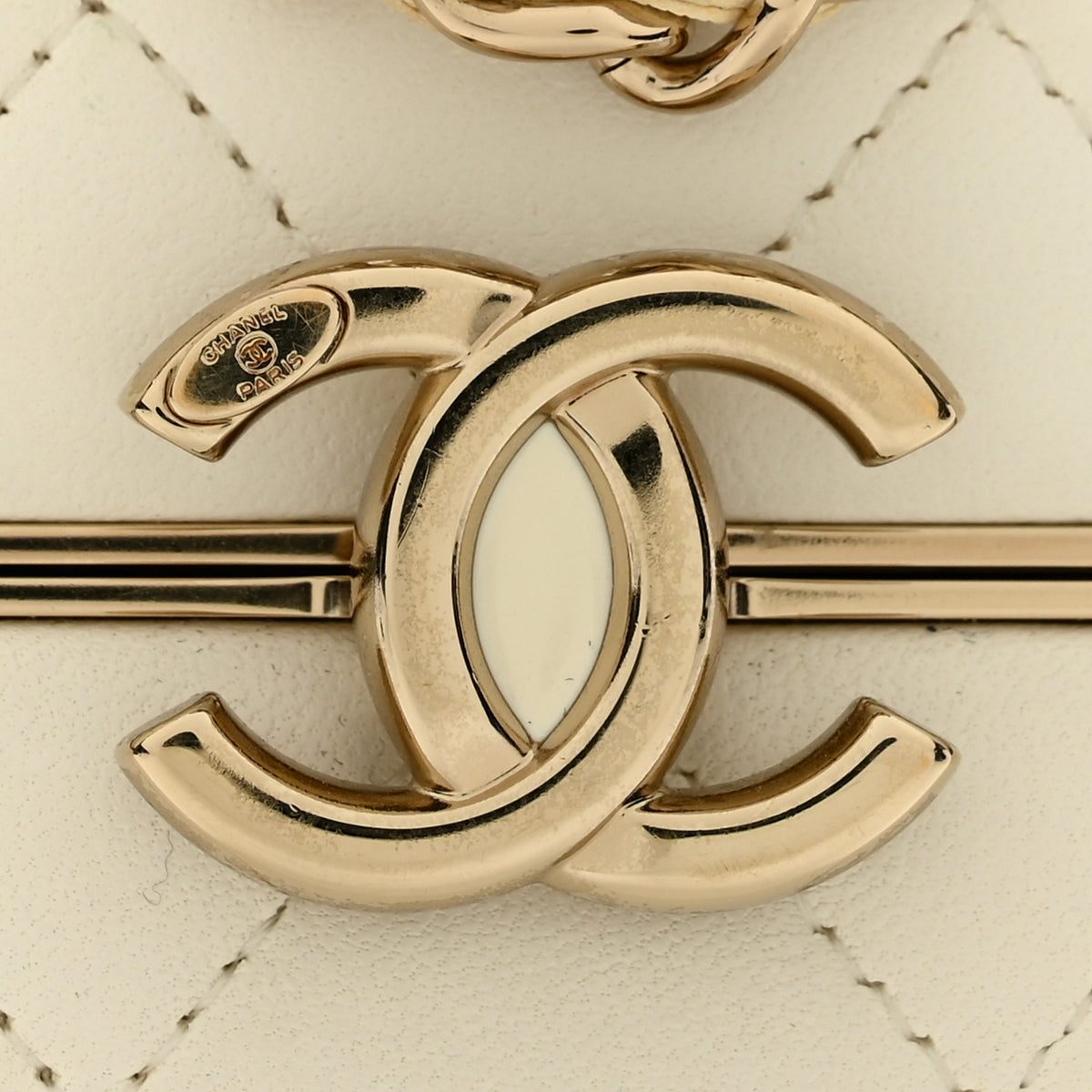 Chanel Lambskin Quilted Small Box With Chain White 13 of 14