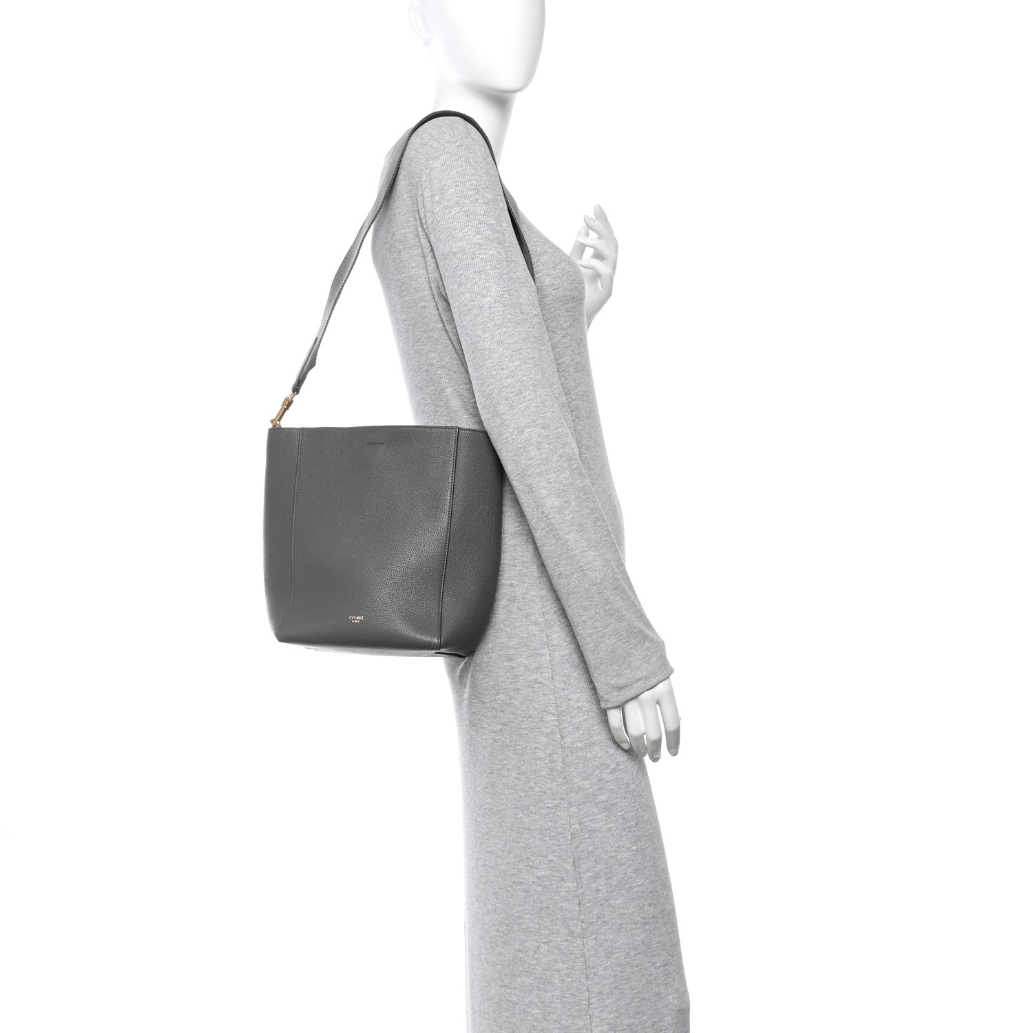 Celine Soft Grained Calfskin Small Sangle Bucket Bag Kohl 1890208