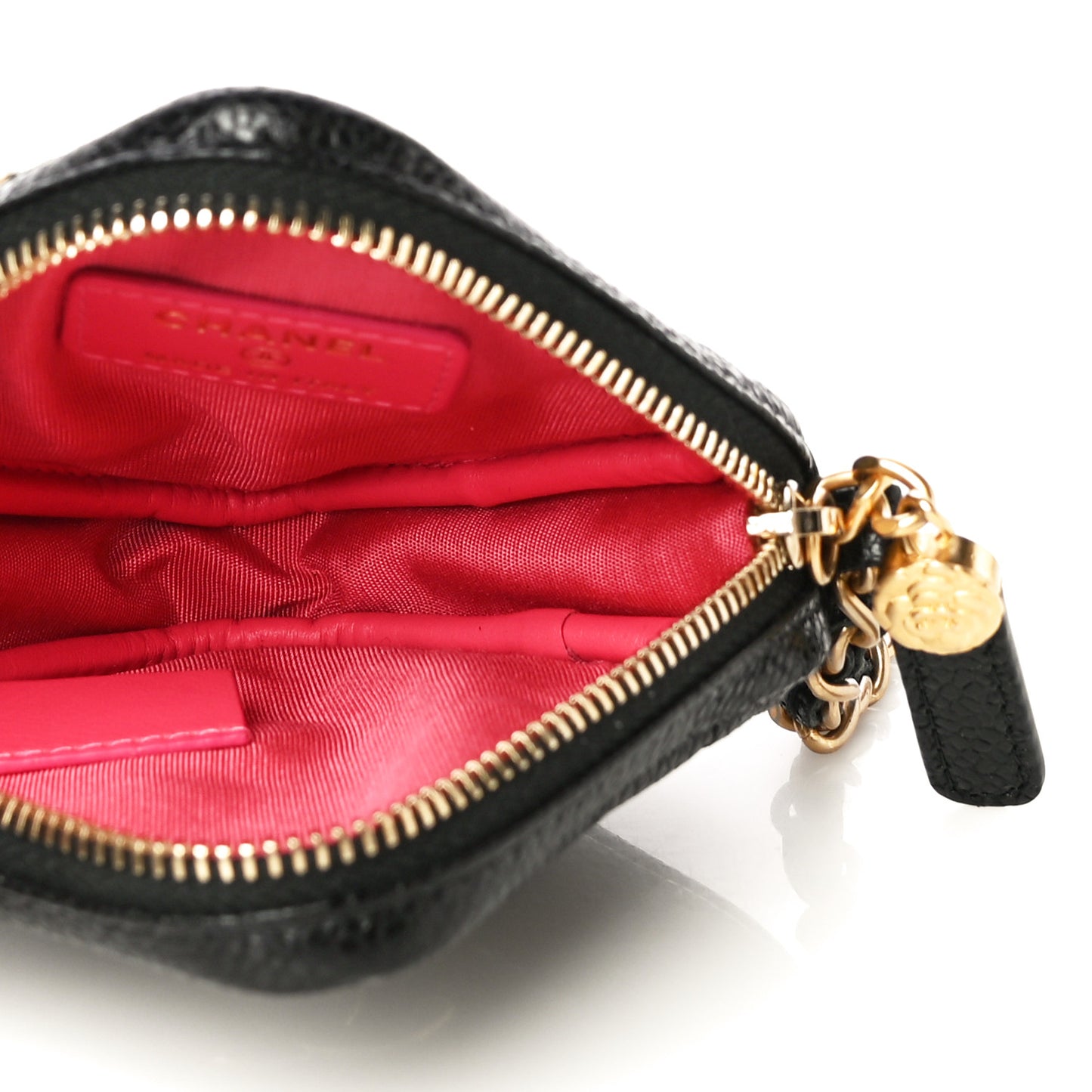 Caviar Quilted Diamond Coin Purse With Chain Black
