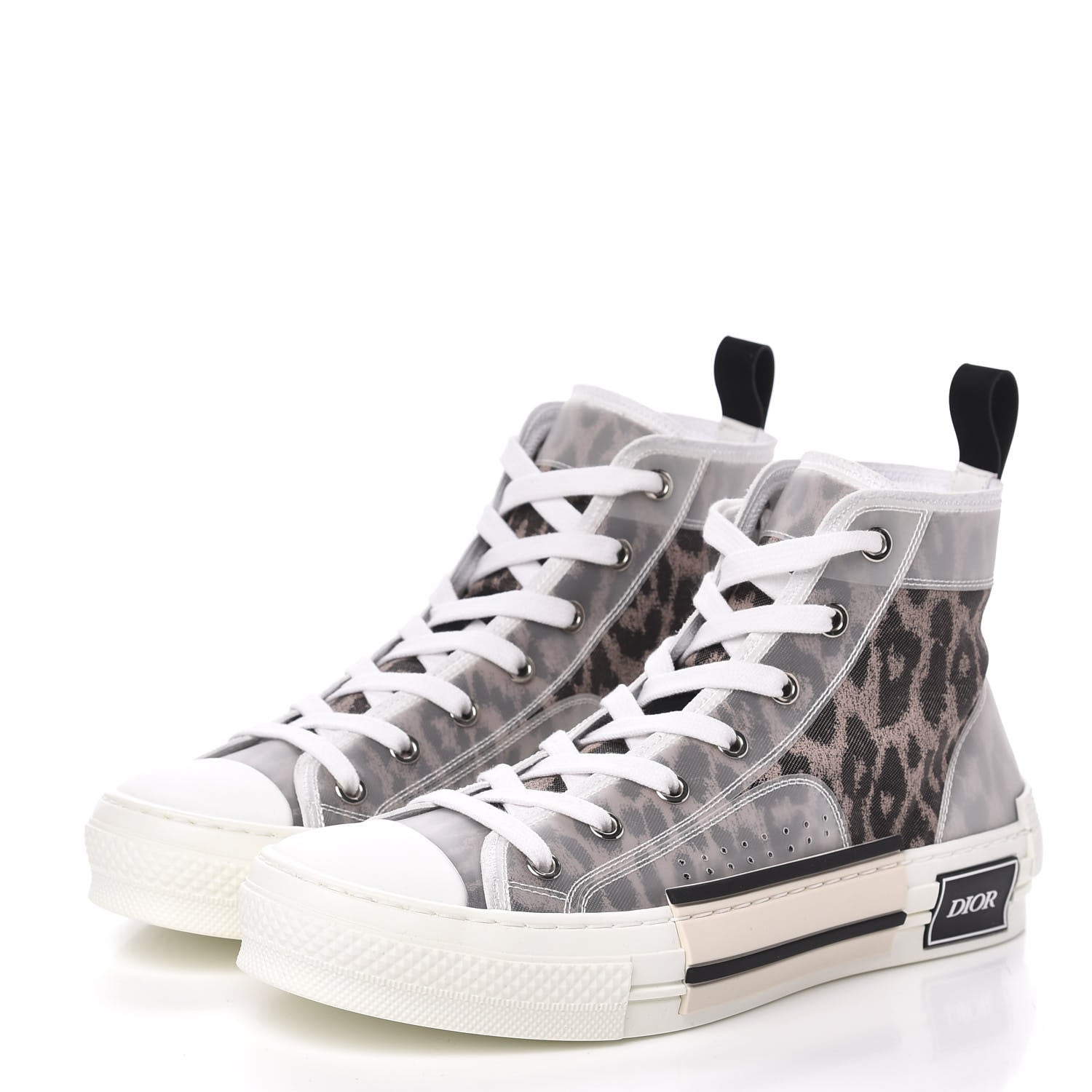 Christian Dior Canvas Leopard Print Womens B23 High Top Sneakers 38.5 White 3 of 9