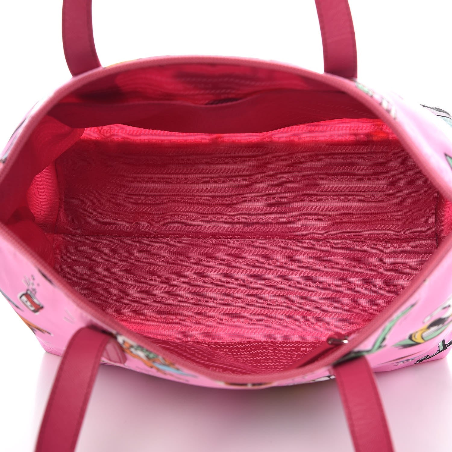 Prada Tessuto Stampato Nylon Saffiano Surf Print Tote Rosa 6 of 11