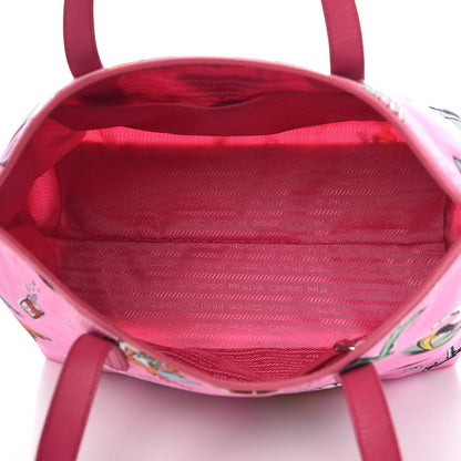 Prada Tessuto Stampato Nylon Saffiano Surf Print Tote Rosa 6 of 11