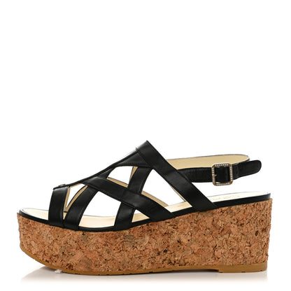 Chanel Lambskin Cork Pearl CC Platform Sandals 40 Black 1 of 10