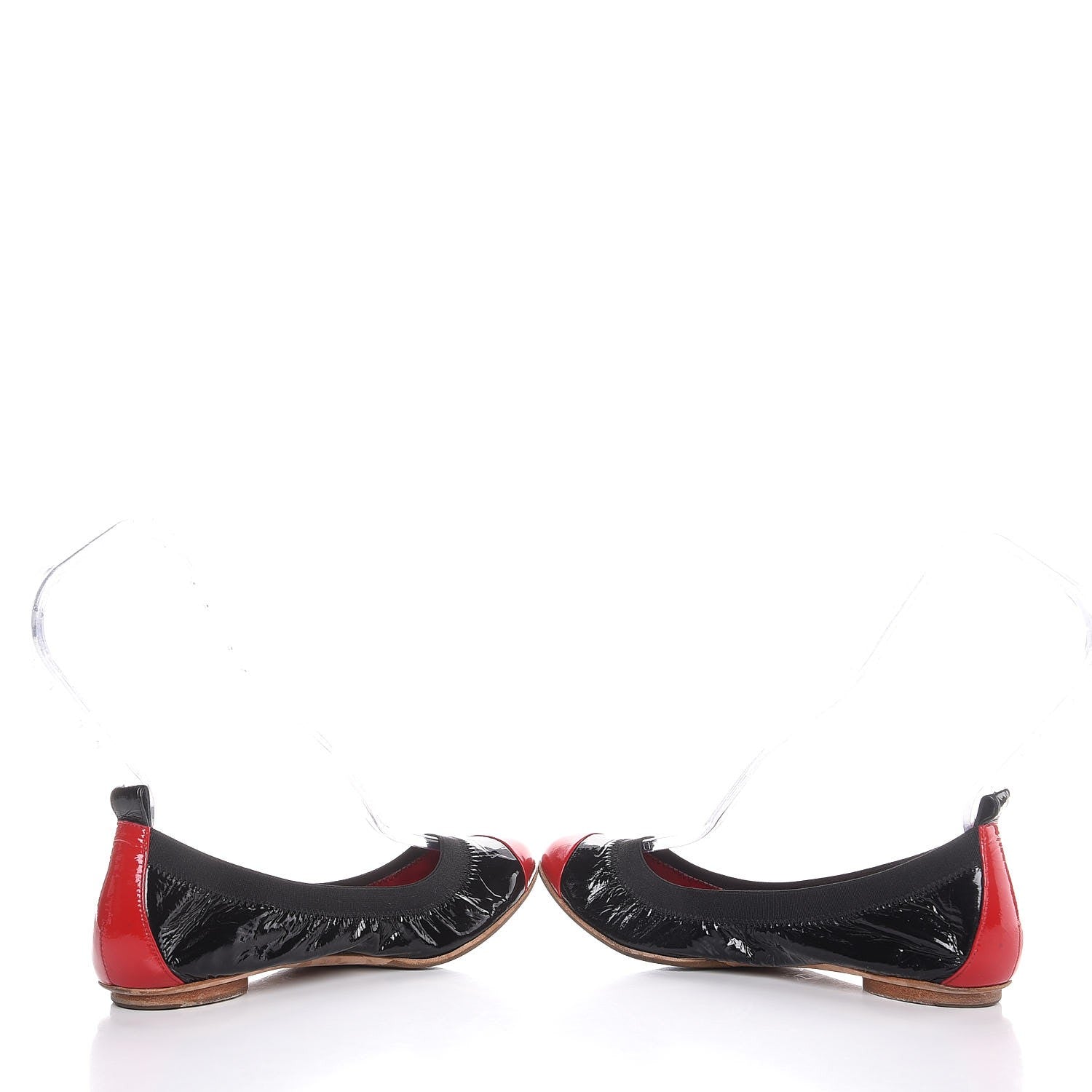 Chanel Patent CC Elastic Cap Toe Ballerina Flats 36 Red Black 5 of 10