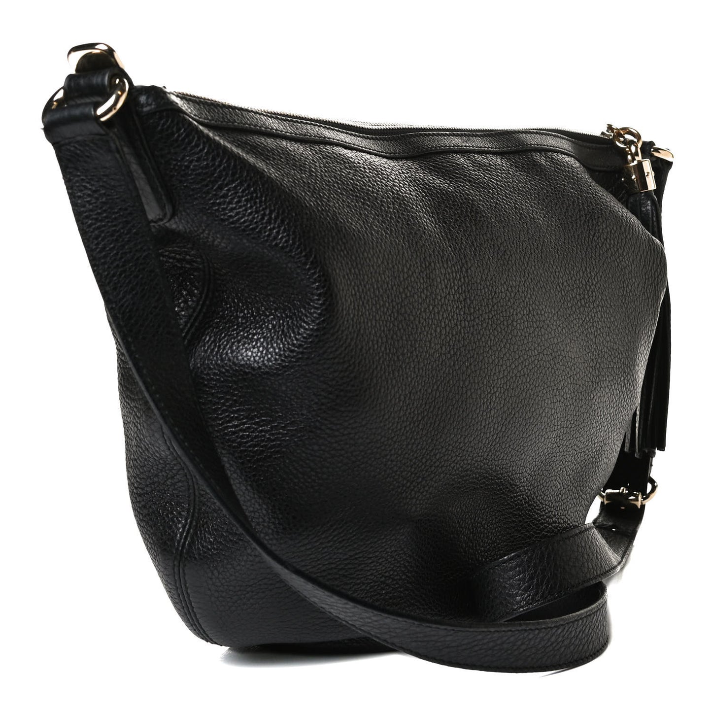 Pebbled Calfskin Medium Soho Hobo Black