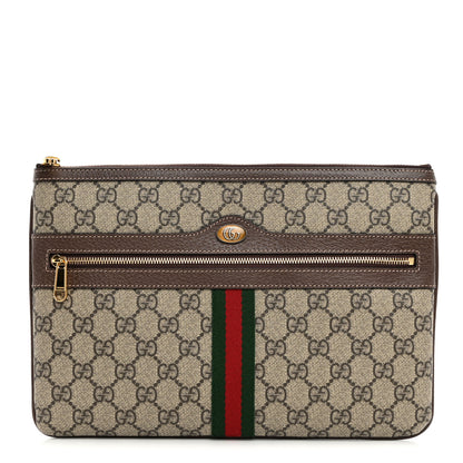 Gucci GG Supreme Monogram Large Ophidia Pouch Clutch Brown 1 of 8